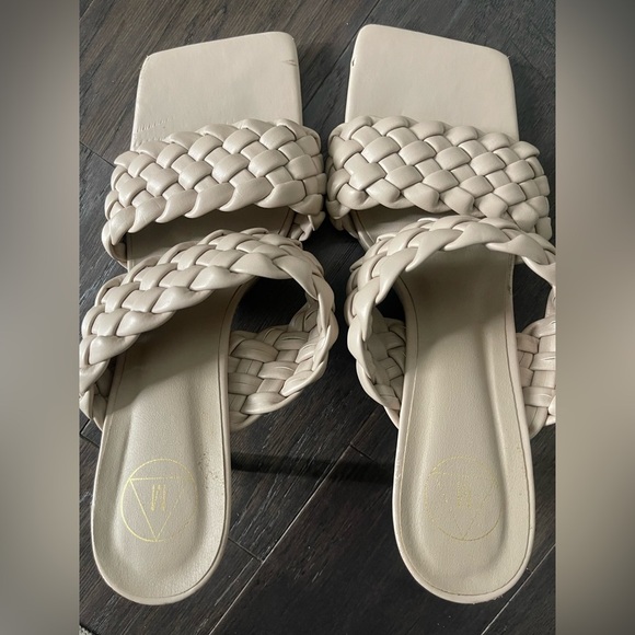 Missguided Cream Braided Summer Sandals with Square Toe Women’s Size 10 - Picture 4 of 5